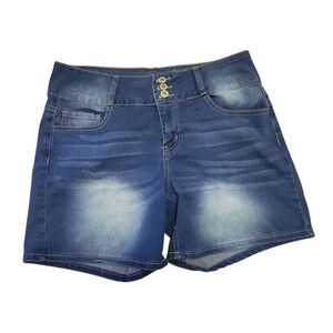 Hydraulic Women's Faded Wash High-Rise Distressed Stretchy Denim Shorts, Size 12